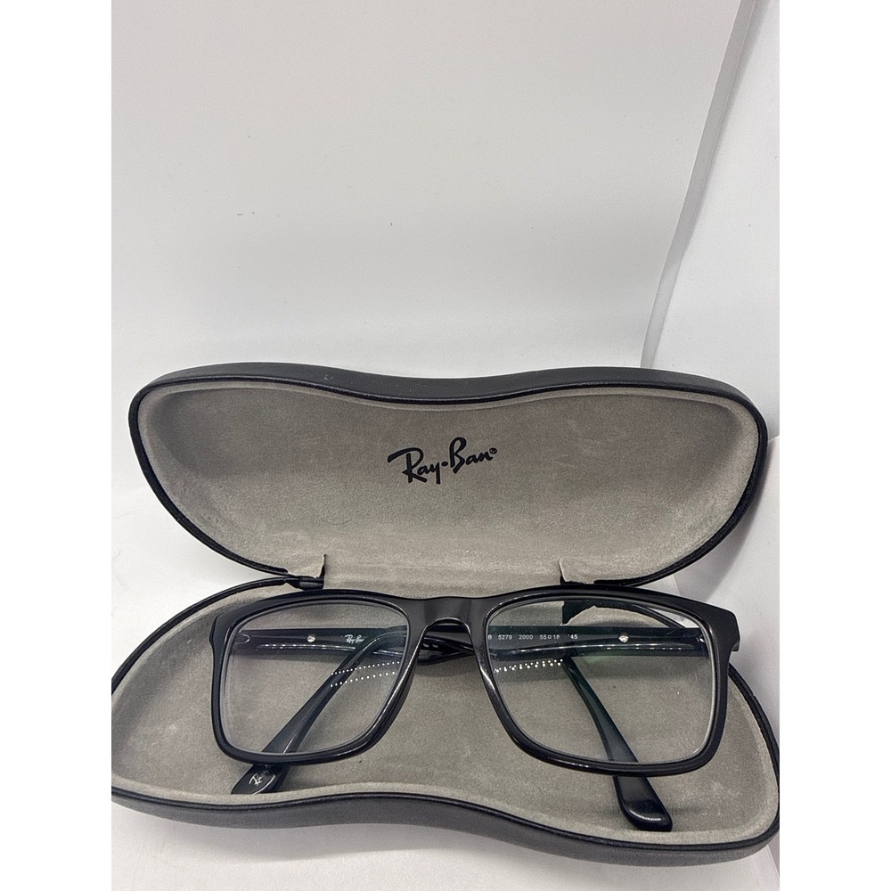 Ray-Ban RB 5279 2000 Black Square Eyeglasses Frames 55-18-145 with Case - Picture 1 of 5